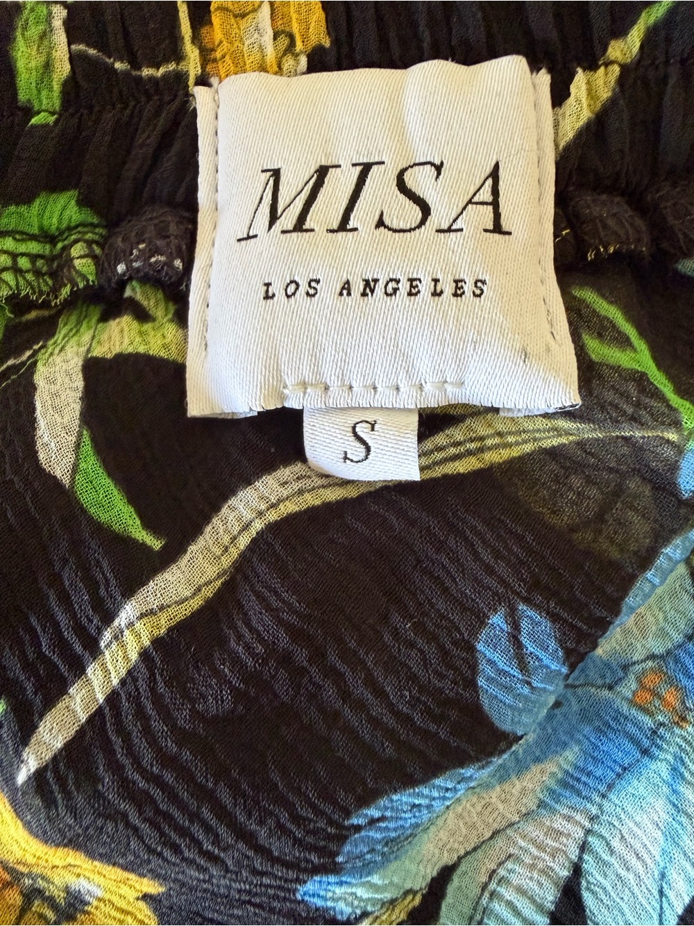 MISA Black Floral High-Low Ruffle Skirt | Silk Chiffon Tiered | Size S - Picture 8 of 8